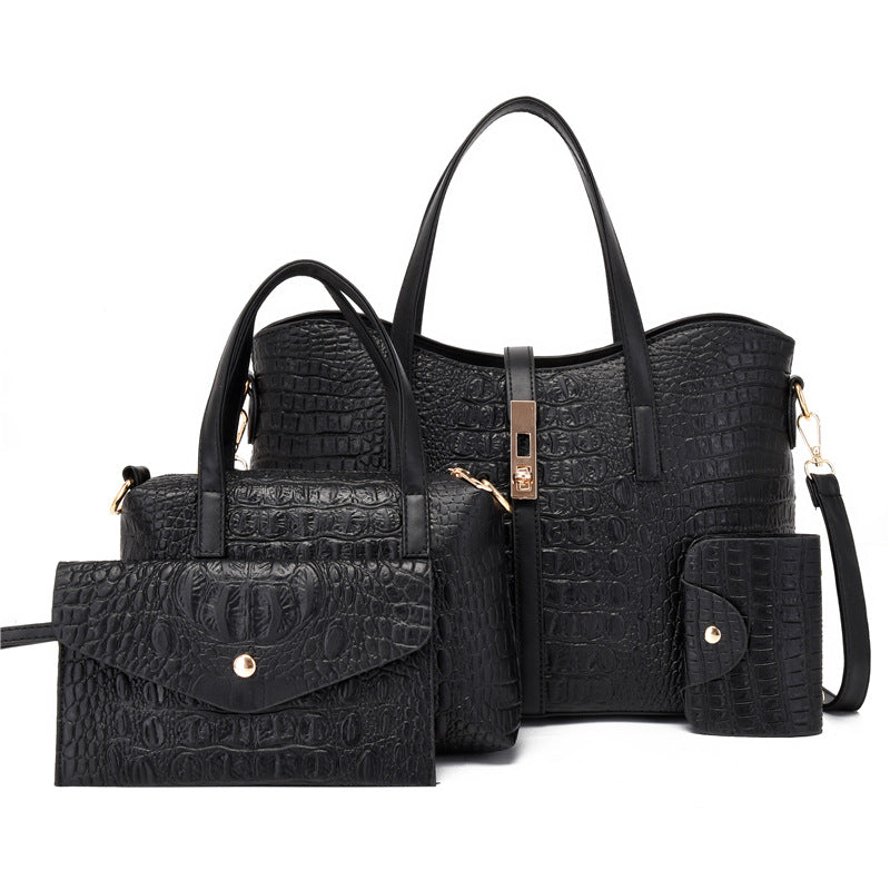 Women's Fashion Alligator Print Three-piece Set Mother Handbags