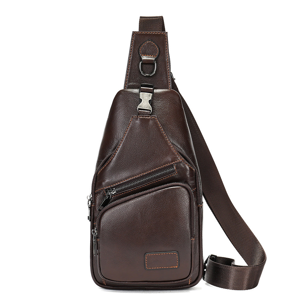 Men's Leather First Layer Trendy Large Capacity Men's Chest Bags