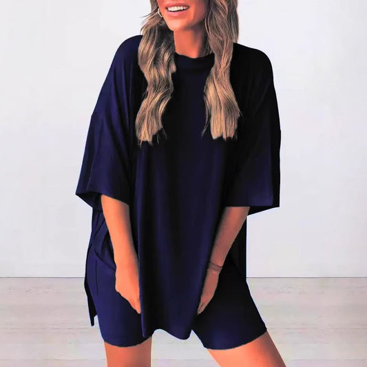 Loose Fashion Solid Color Casual Short-sleeved Suits