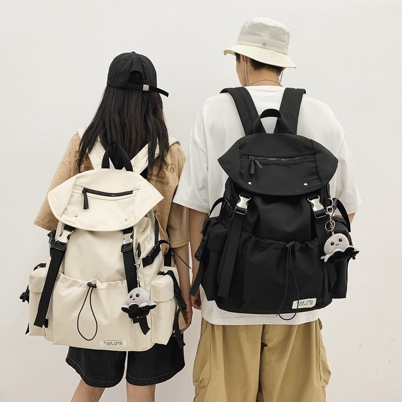 Men's Capacity Solid Color Trendy College Couple Backpacks