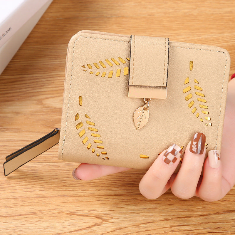 Women's Short Leaf Korean Hollowed Fashion Trendy Ladies Wallet