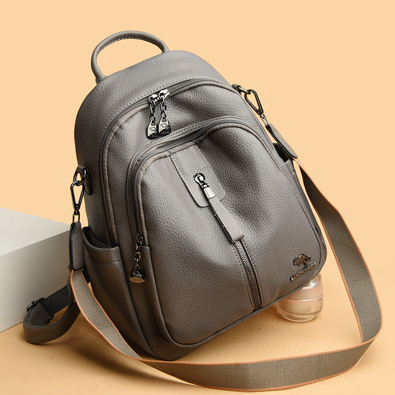 Women's Kangaroo Soft Leather Fashion Mom Large Backpacks