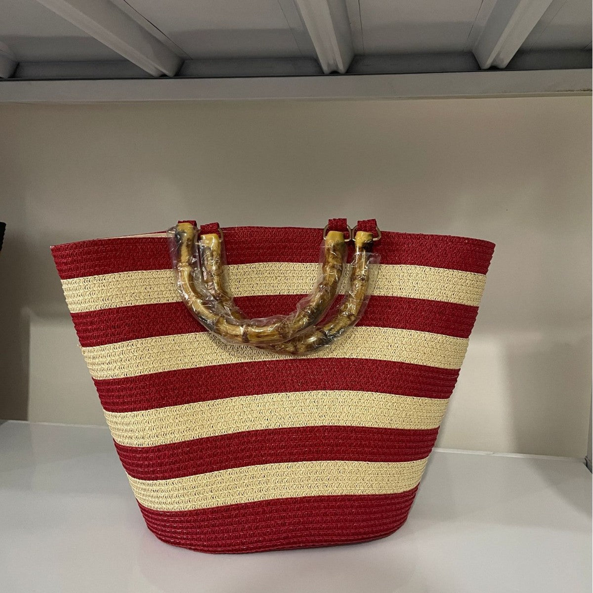 Stitching Single Large Capacity Bamboo Woven Tote Bags