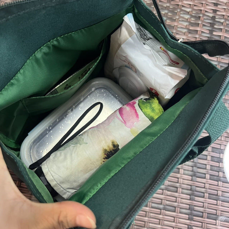 Women's Korean Style Widen Thicken Canvas Lunch Box Women's Handbag