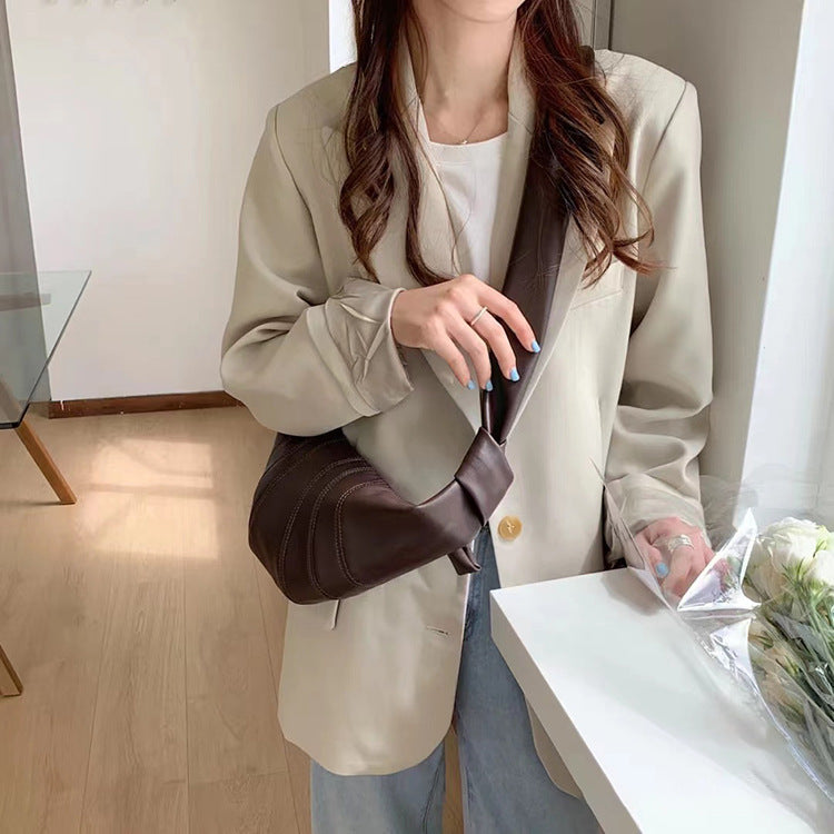 Women's Niche Lazy Feeling Sheepskin Pattern Can Be Praised Croissant Women's Messenger Bag
