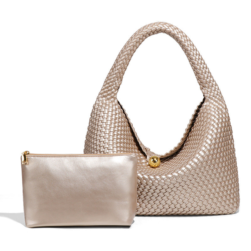 Women's Fashion Golden Ball Handmade Woven Texture Trendy Niche Bags
