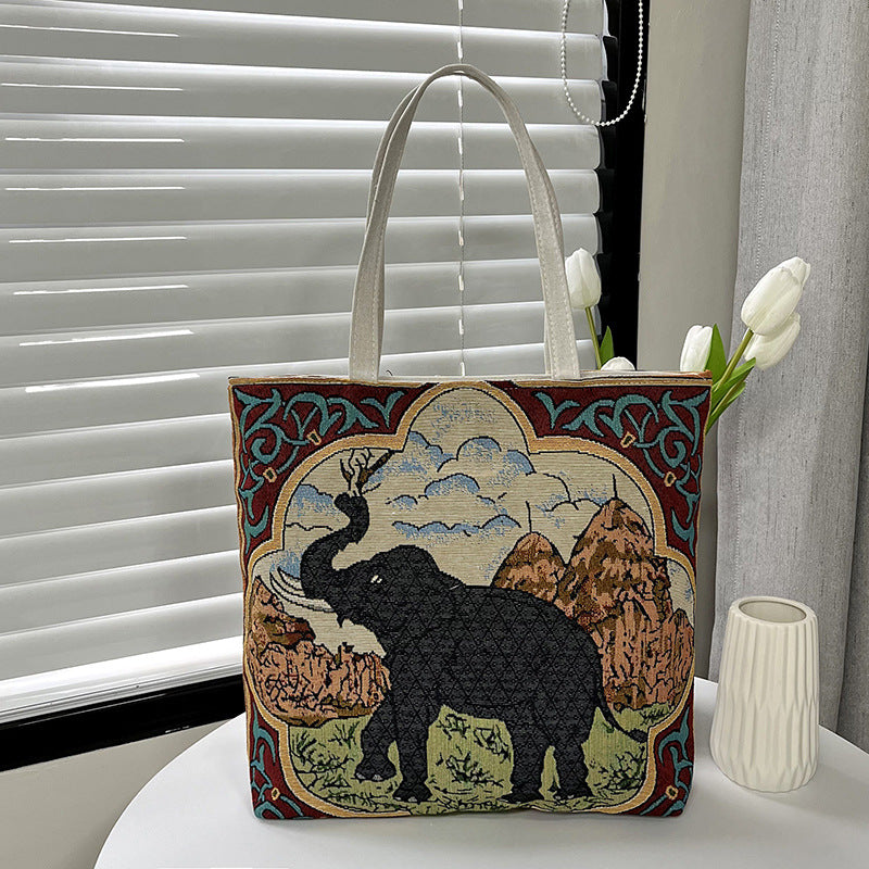 Women's Canvas Ethnic Style Beach Fashion Large Women's Shoulder Bag