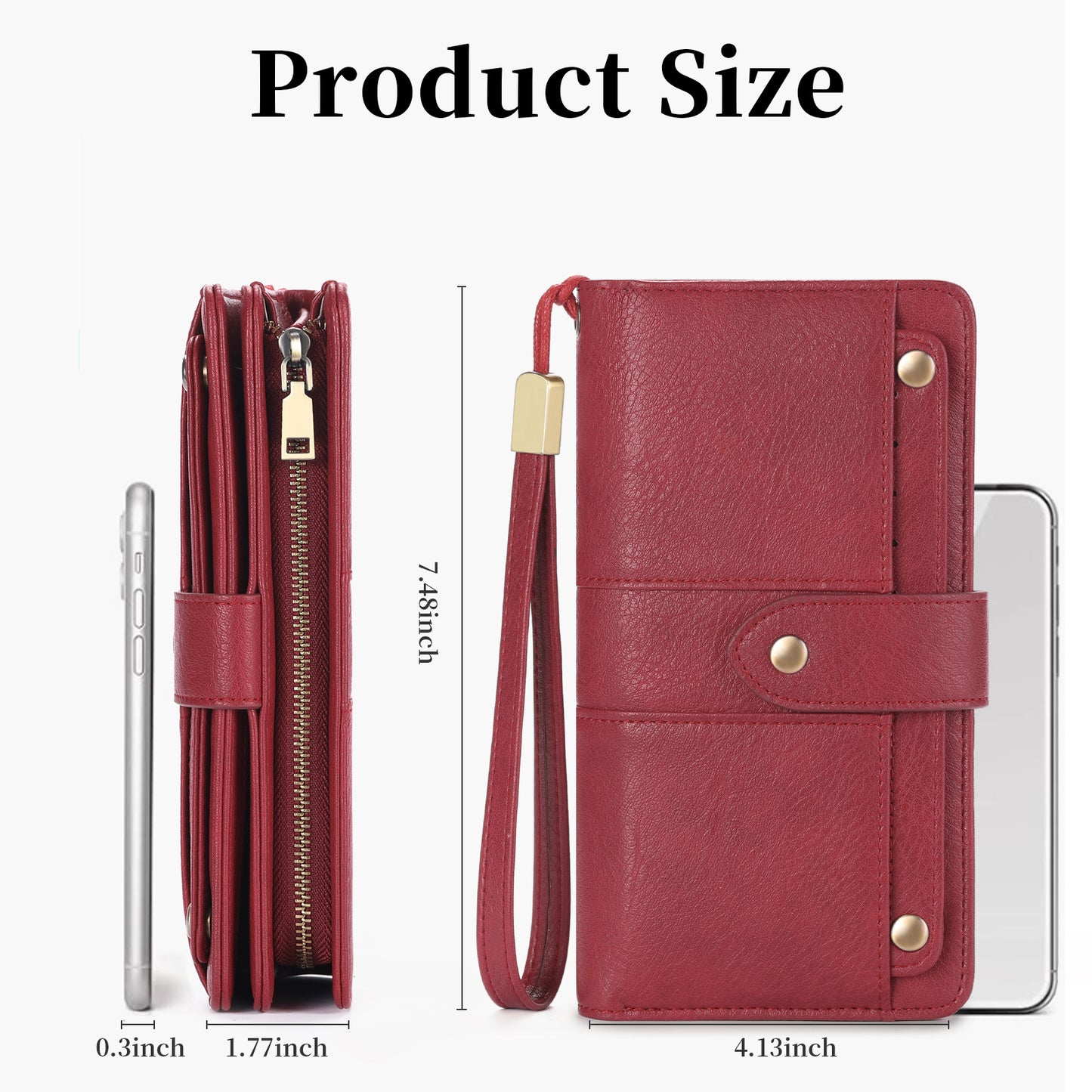 Women's Long Retro Oil Wax Skin Trifold Ladies Wallets