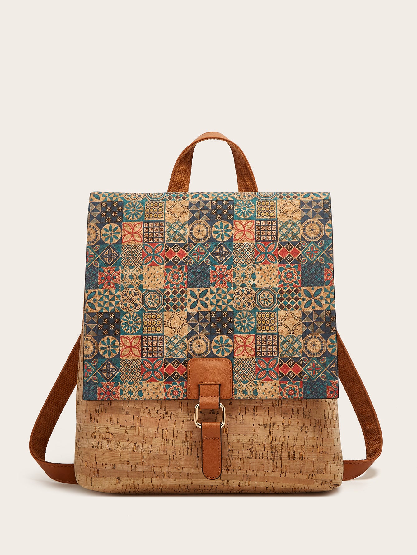 Women's Fashion Vintage Printed Bark Flap Large Backpacks