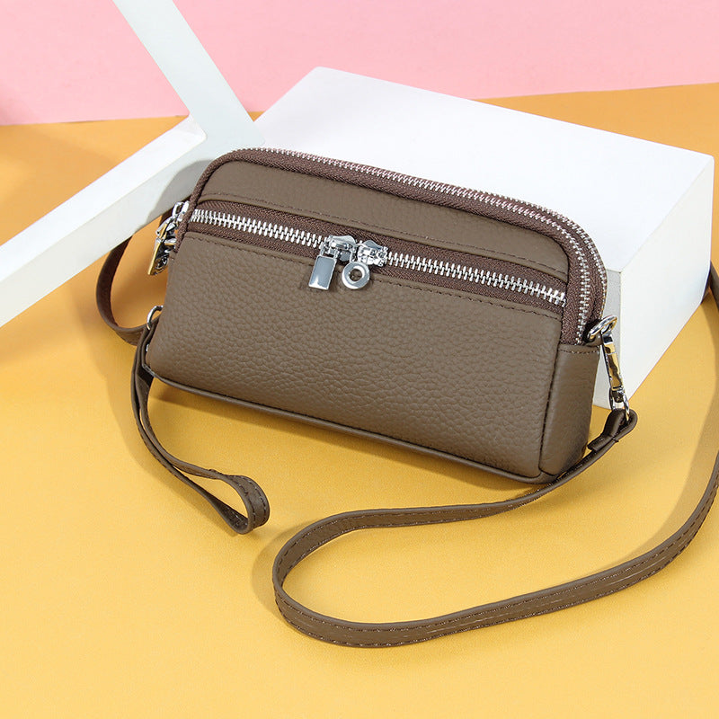 Cowhide Large Capacity Wrist Strap High Crossbody Bags