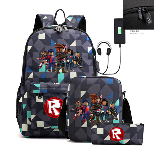 Surrounding The Game Charging Unisex Pencil Three-piece Bags