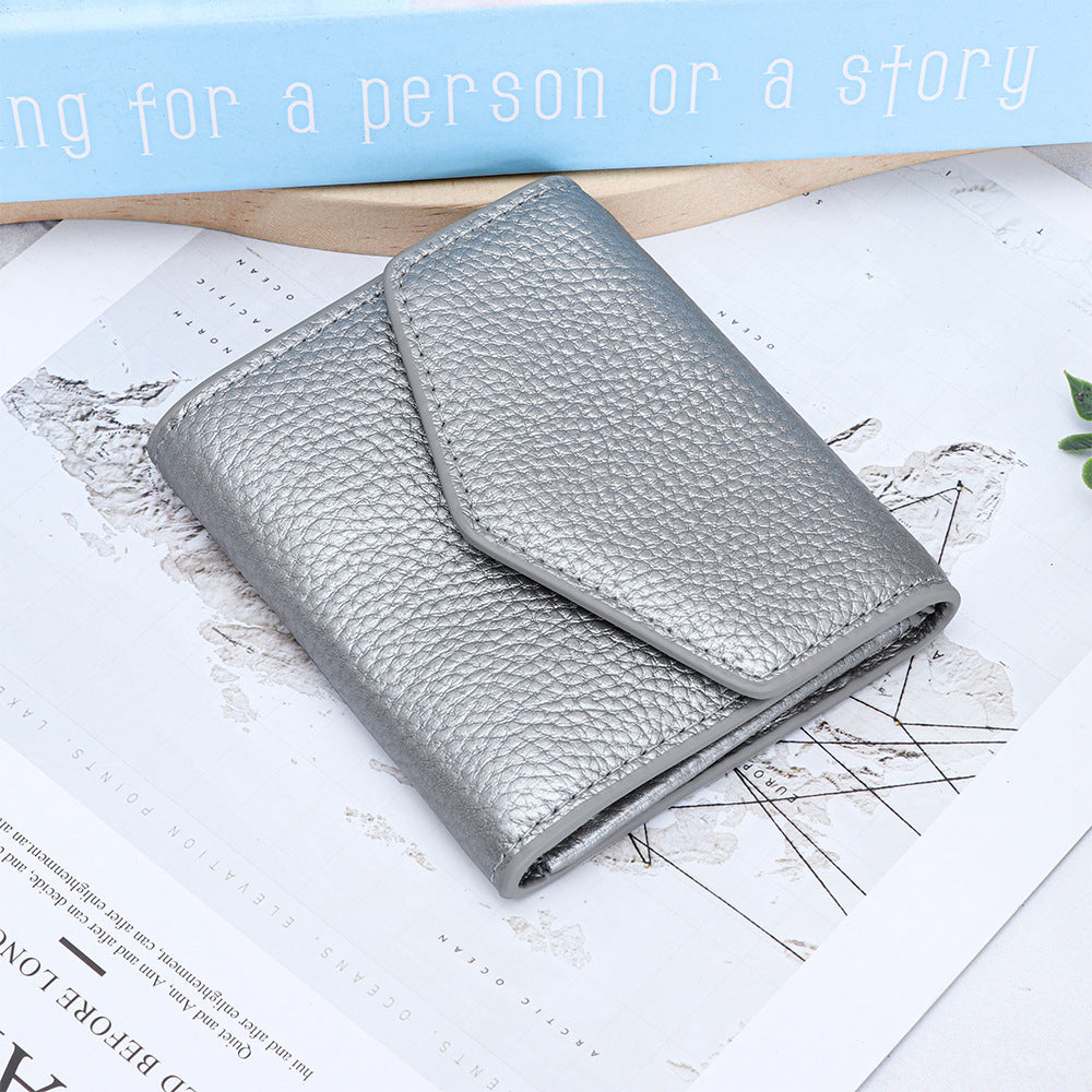 Versatile Women's Leather Short Folding Storage Ladies Wallet