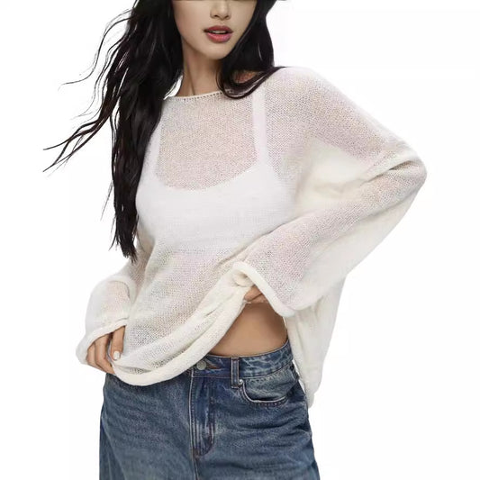 Women's Beach Cover-up Pure Desire Solid Color Sweaters