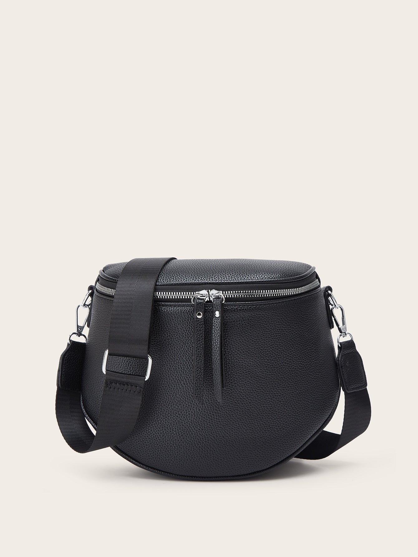 Women's Fashion Vintage Saddle Lychee Pattern Wide Crossbody Bags