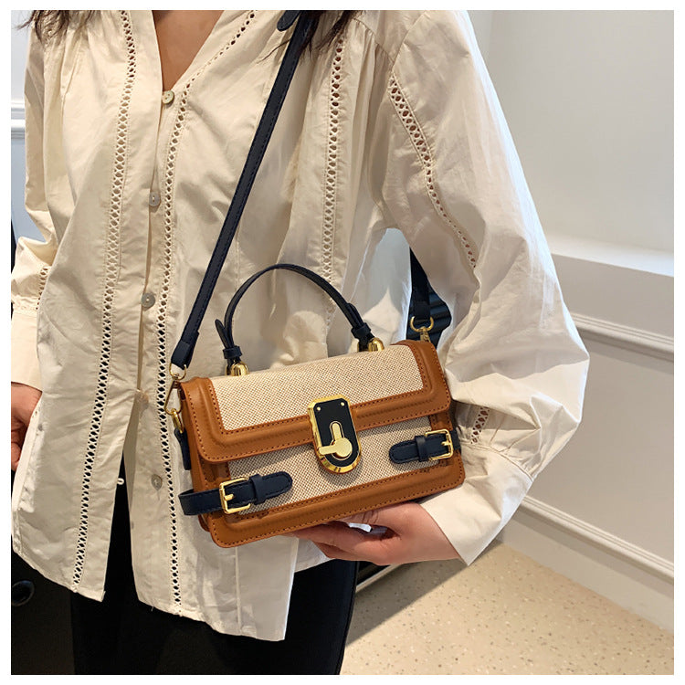 Women's Fashion Color Contrast Portable Design Pocket Small Square Bags