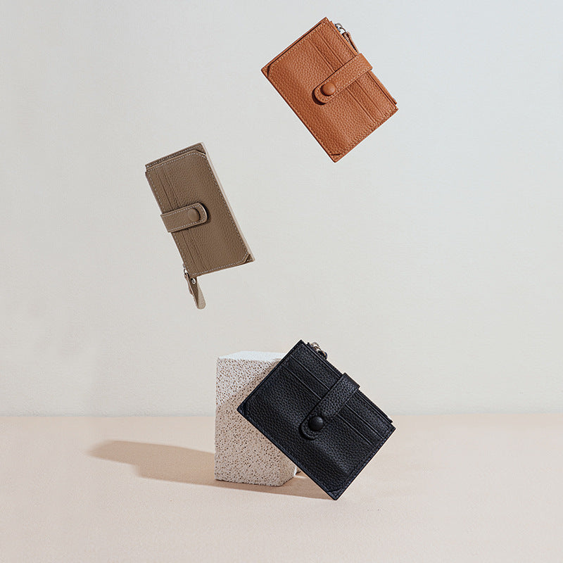 Leather Multiple Slots Zipper Mini First Card Holder