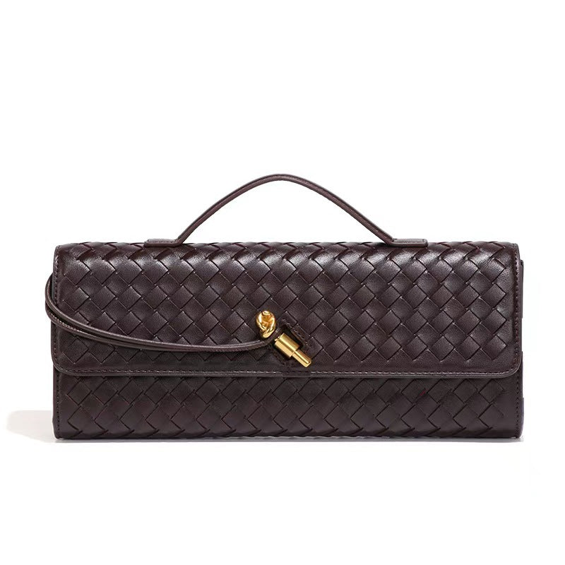 Women's Woven Baguette Fashion Horizontal Clutch Organ Women's Shoulder Bag
