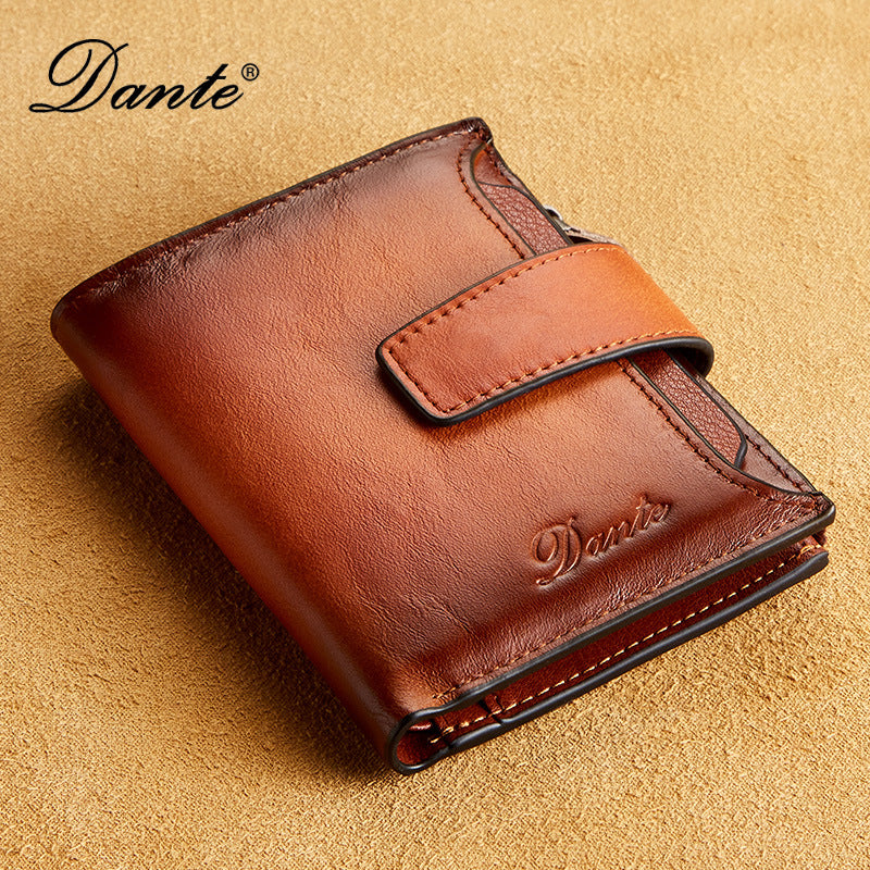 Men's Genuine Leather First Layer Cowhide Swiping Men's Wallets