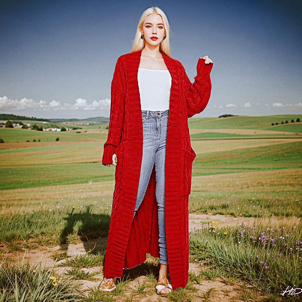 Women's Twist Pocket Fashion Sexy Casual Long Sweaters