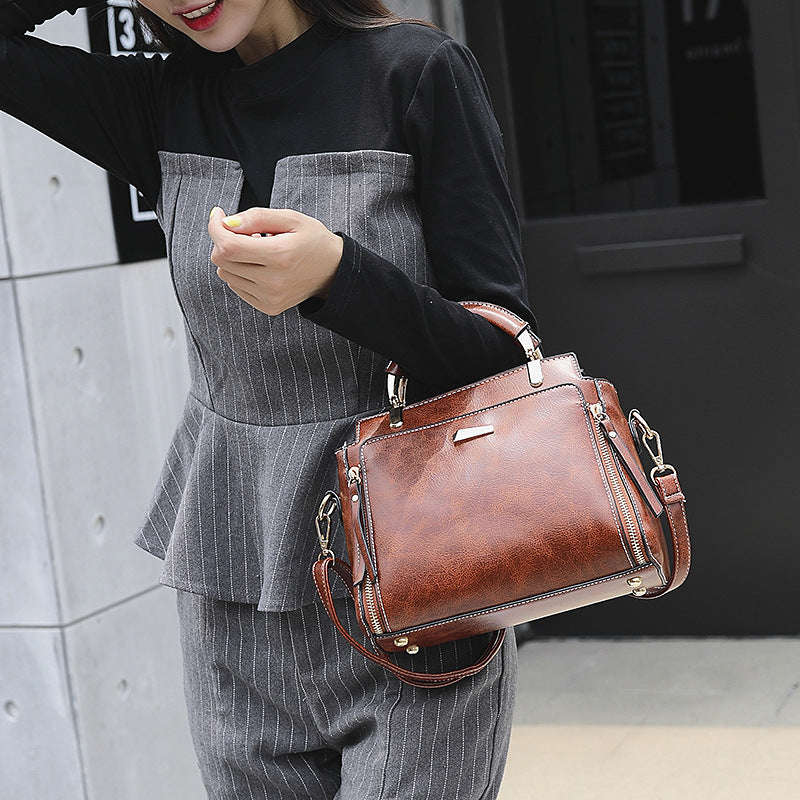 Women's Simple Spring Hand Carrying Temperament Oil Tote Bags