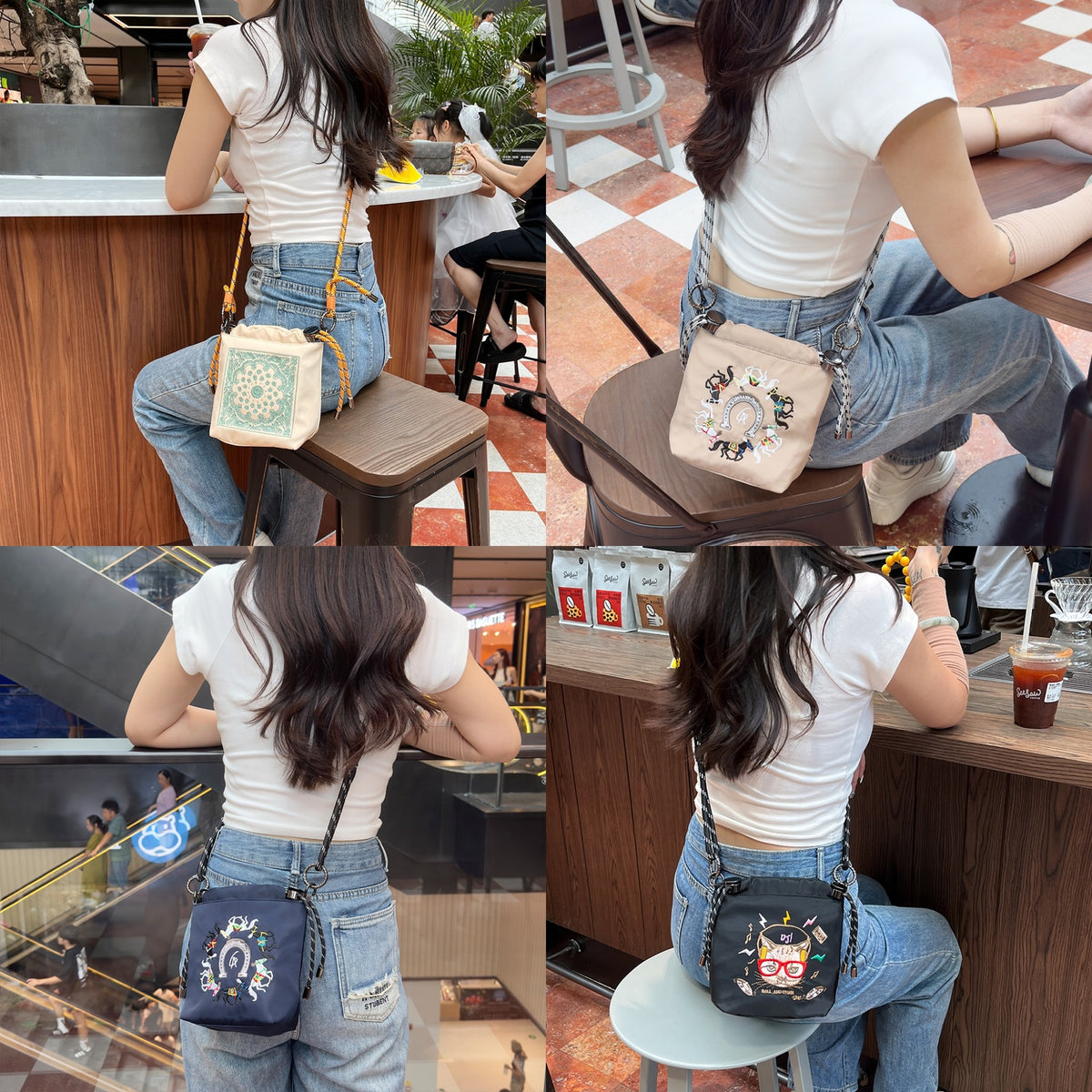 Style Embroidery Cartoon Female Cute Wild Women's Messenger Bag