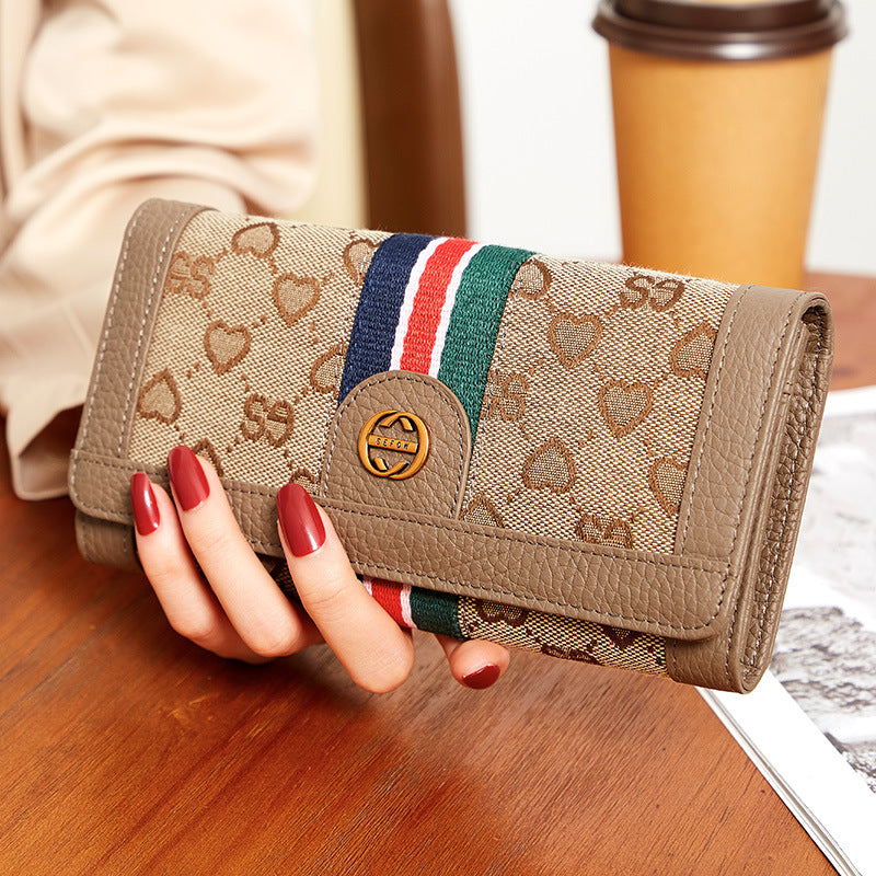 Mobile Integrated Long Simple Folding Female Card Holder