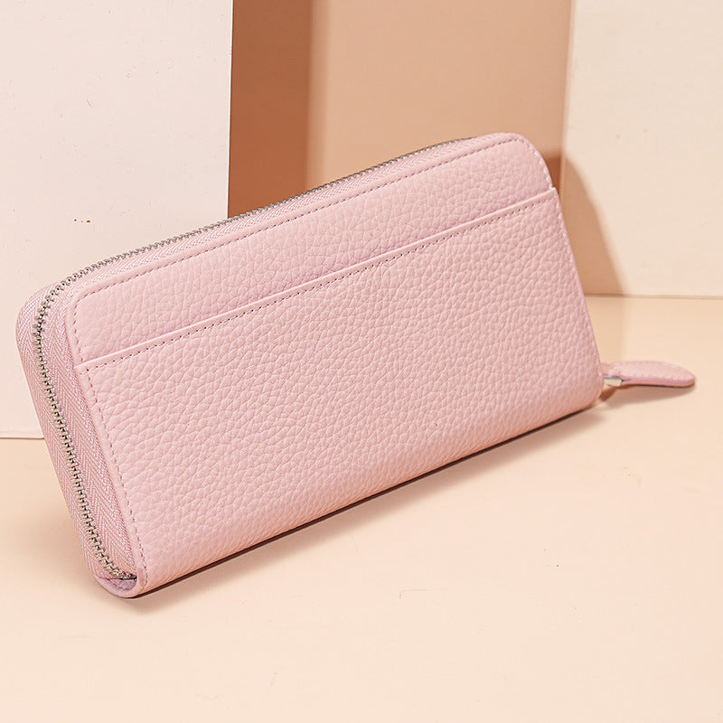 Women's Genuine Leather Long Zipper Clutch Ladies Wallets
