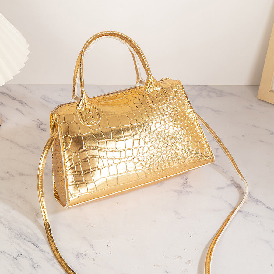Women's Niche Advanced Texture Golden Stone Pattern Affordable Luxury Purses