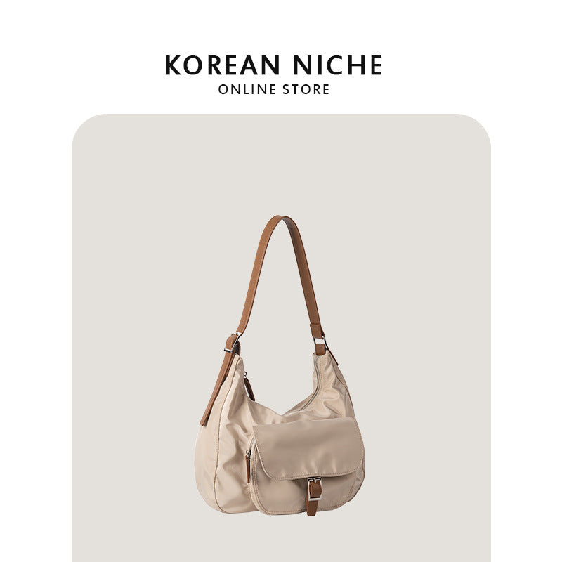 Women's Korean Niche Design Contrast Color Underarm Commute Large Armpit Bags