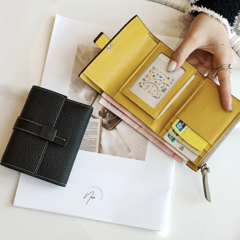 Korean Style Color Matching Top Layer Ladies Wallets