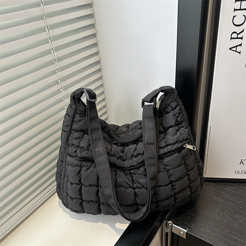 Embroidery Thread Fashion Pleated Cotton Clothing Korean Style Large Bags
