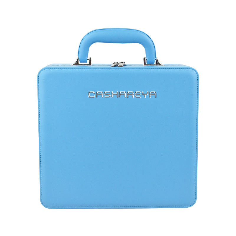 Large Capacity With Mirror Light Wooden Cosmetic Bags