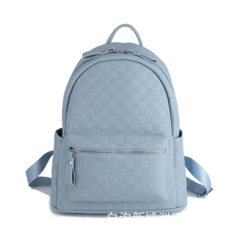 Women's Fashion Large Capacity Embossing Plaid Soft Backpacks