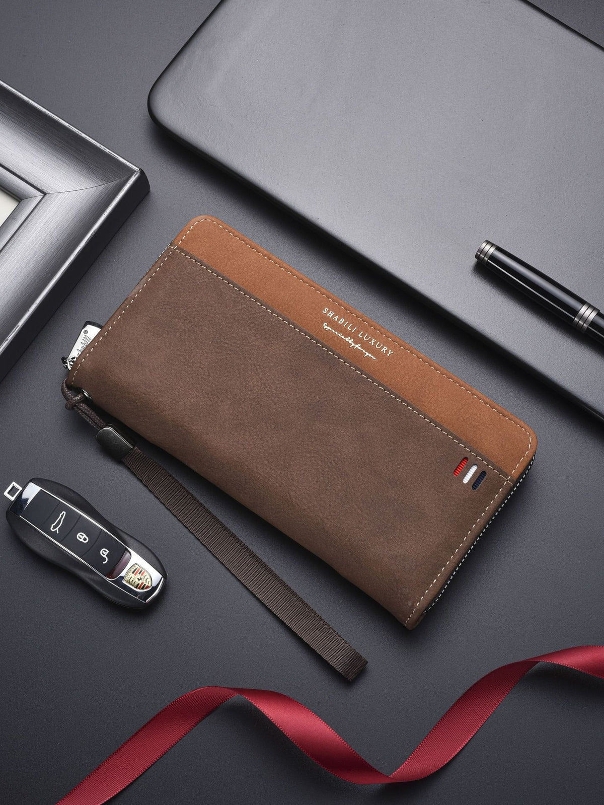 Men's Long Zipper Multiple Slots Large Capacity Mobile Men's Wallet