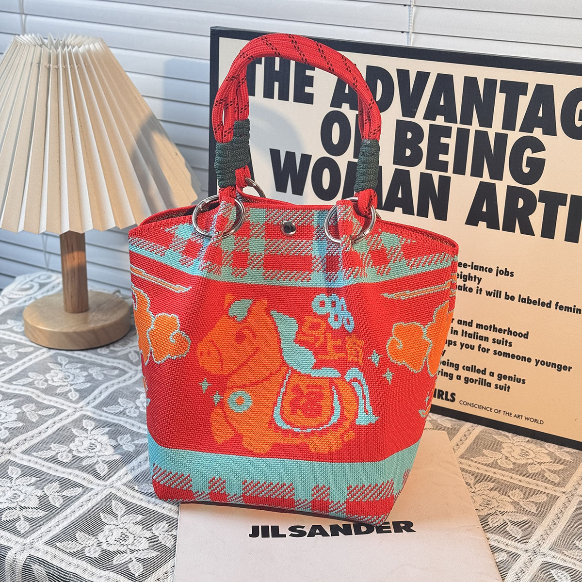 Festival Knitted Portable Out Large Capacity Women's Handbag