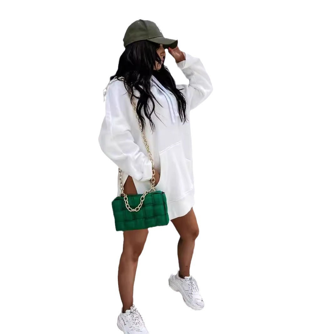 Women's Innovative Solid Color Hooded Mid-length Sweaters