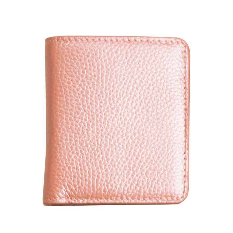 Genuine Leather Swiping Short Multiple Slots Ladies Wallet