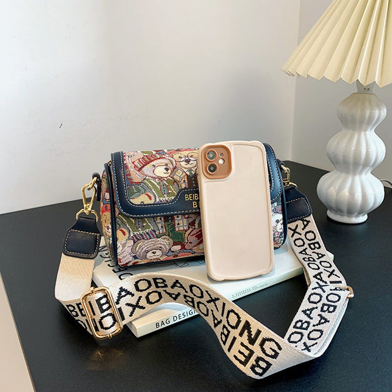 Women's Cartoon Little Bear Pattern Fashion Color Contrast Bags