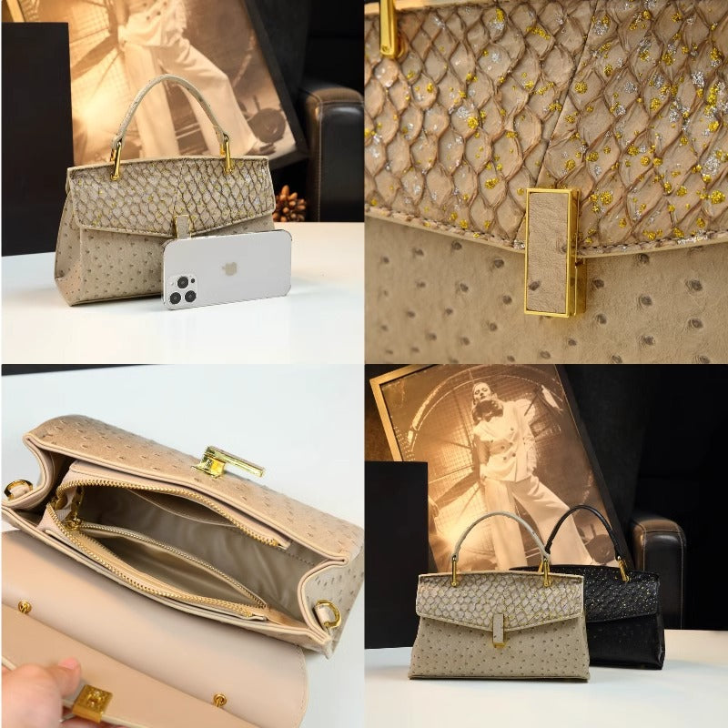 Women's Advanced Texture Real Fish Leather Kelly Bags