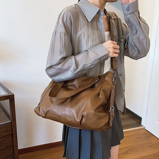 Women's Texture Portable Commuter Underarm Large Capacity Bags