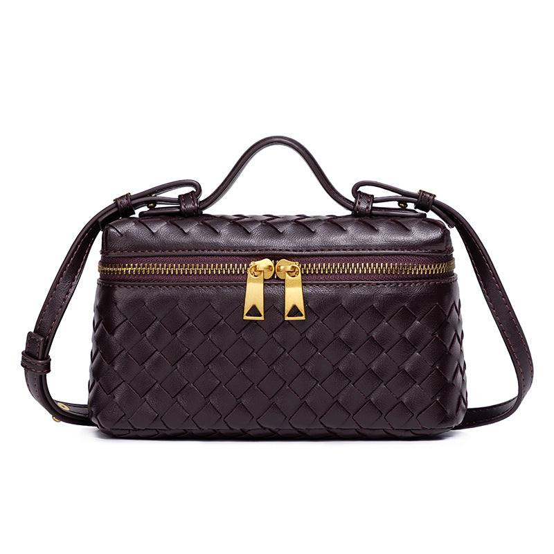 Popular Lunch Box Hand-woven Zipper Trendy Shoulder Bags
