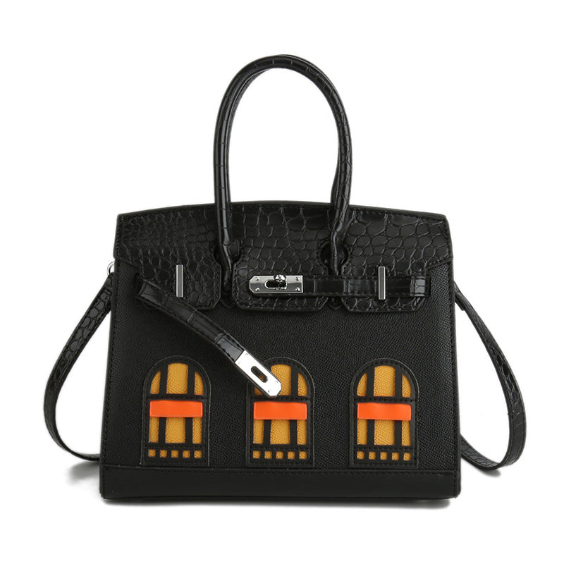 Women's Contrast Color House Platinum Kelly Fashionable Handbags