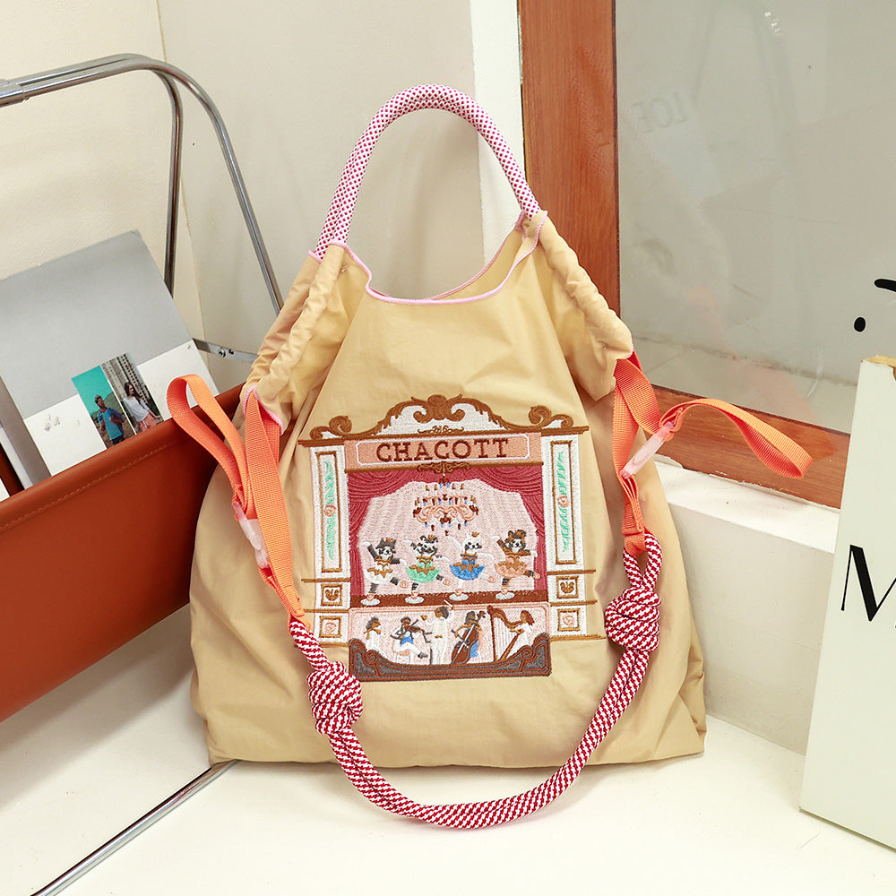 Women's Cartoon Waterproof Nylon Needle Embroidery Fashion Commuter Bags