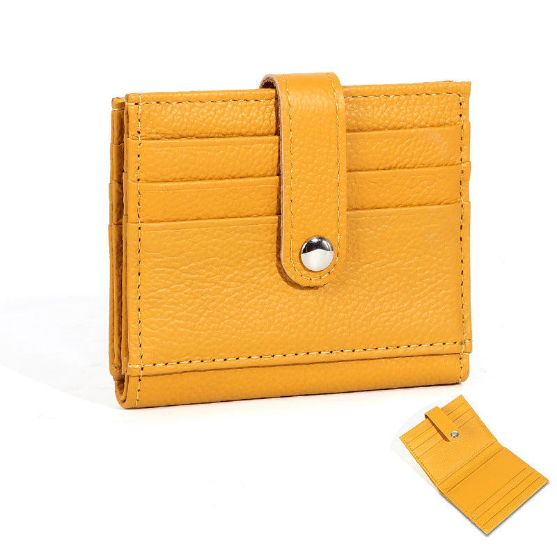 Women's First Layer Cowhide Korean Simple Short Two Ladies Wallet