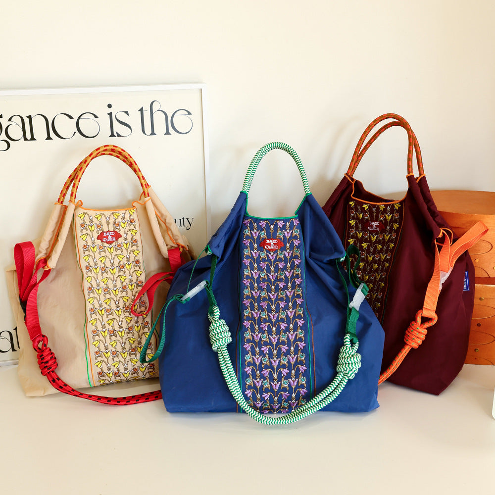 Thousand Needle Environmental Protection Waterproof Nylon Embroidery Fashion Large Capacity Women's Handbag