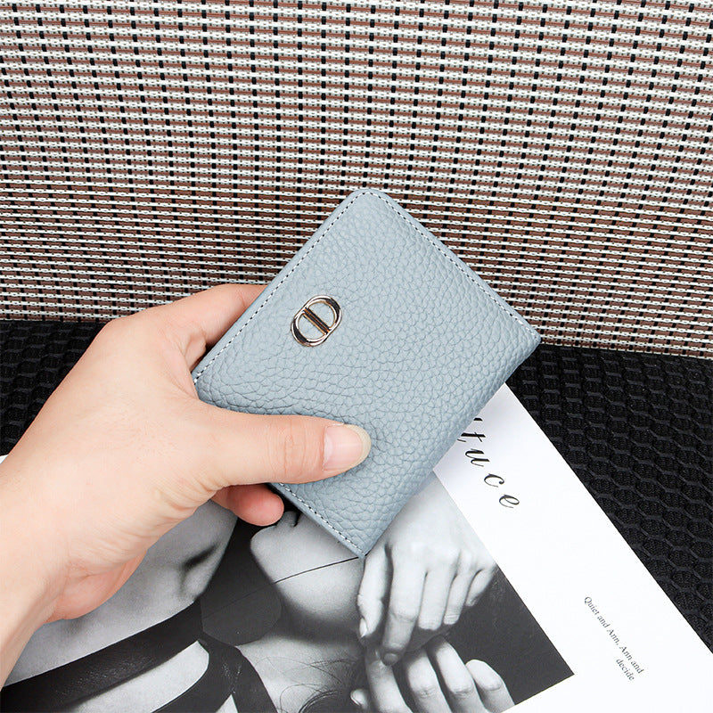 Women's Leather Short First Layer Cowhide Korean Style Cute Ladies Wallets
