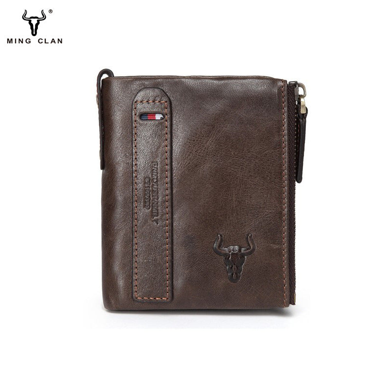 Men's Leather Zipper Short Retro Multiple Slots Men's Wallets