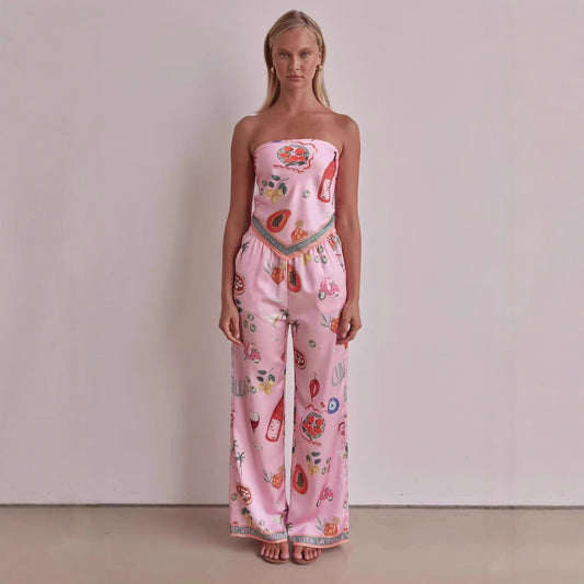 Fashion Positioning Sexy Print Tube Wide Suits