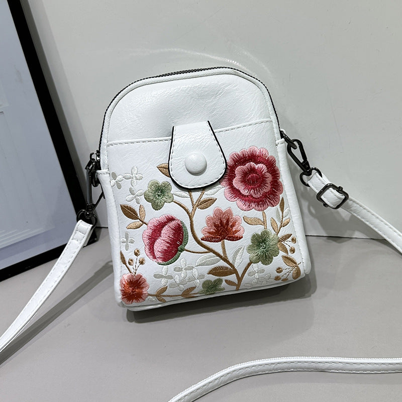 Women's Fashion Female Embroidered Flower Mobile For Bags