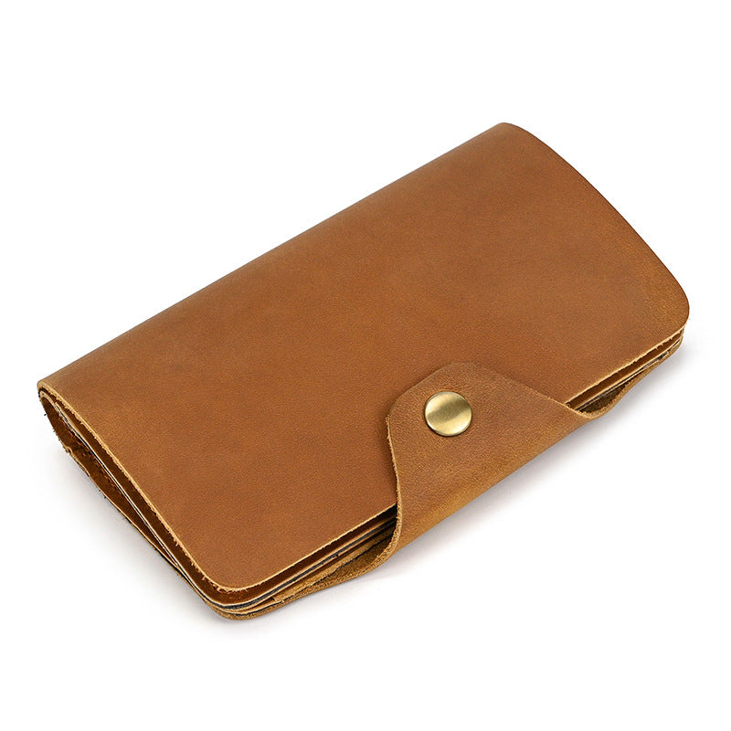 Men's Leather Crazy Horse Vintage Snap Button Men's Wallets